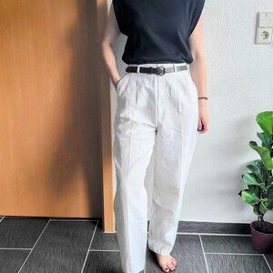 Vintage Giorgio Sant Angelo White Linen Pleated Trouser Pants